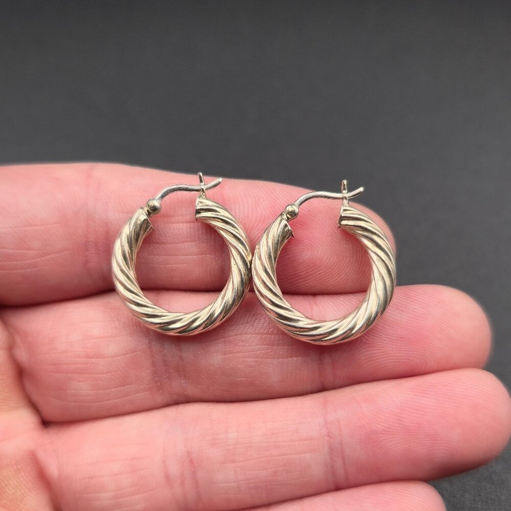 Sterling Silver Braided Stylish Small Hoop Earrings A6231